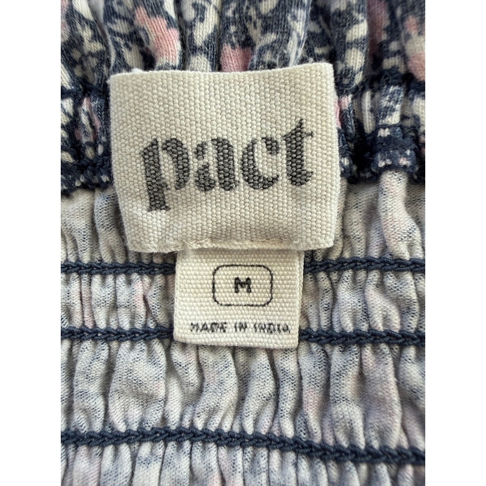 Pact Womens Organic Cotton Floral Smocked Maxi Dress Size M Pockets Sustainable - Picture 7 of 9
